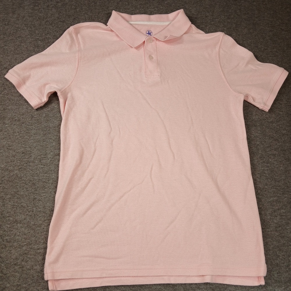 J Khaki Boys Light Pink Short Sleeve Pique Polo Shirt XL Extra Large Easy Care